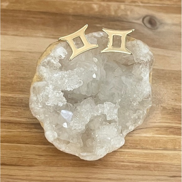 Gold Gemini Zodiac Astrology Sign Post Earrings -Small Boho Glam Chic Gift -New - Picture 9 of 15